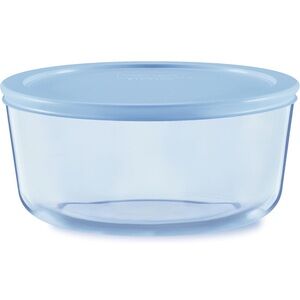 Two Pyrex Colors Tinted (7 Cup) Large Round Food Storage Containers with Lids